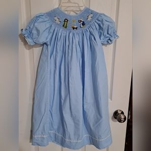 Light Blue sz 5, Nativity smocked dress.